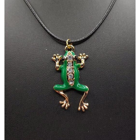 Cute New Frog Necklace Golden with CZ - Picture 3 of 4